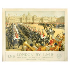 Original Vintage Poster LMS London Midland Scottish Railway Trooping The Colour