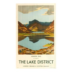 Original Vintage Poster LMS Railway Travel Lake District Honister Crag Mountains