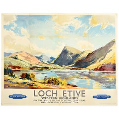 Original Vintage Poster Loch Etive Western Highlands Scotland British Railways