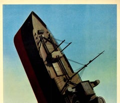 Original Vintage Poster Loose Talk Can Cost Lives WWII Sinking Ship Lifeboats