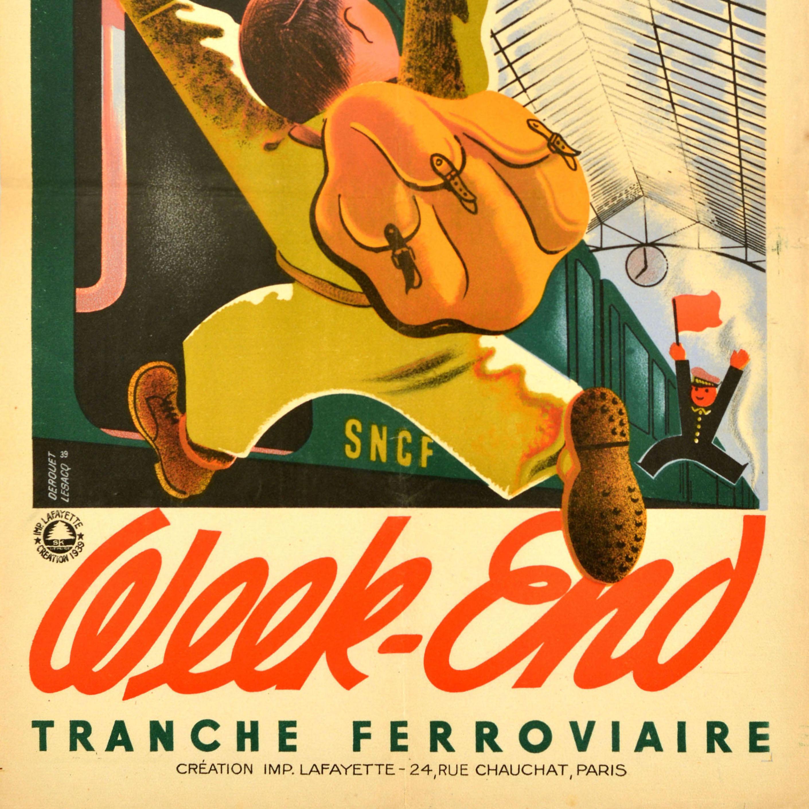 Metà XX secolo Poster originale d'epoca Loterie Nationale Week-End Lotteria Ferroviaria Francese SNCF French Railway in vendita