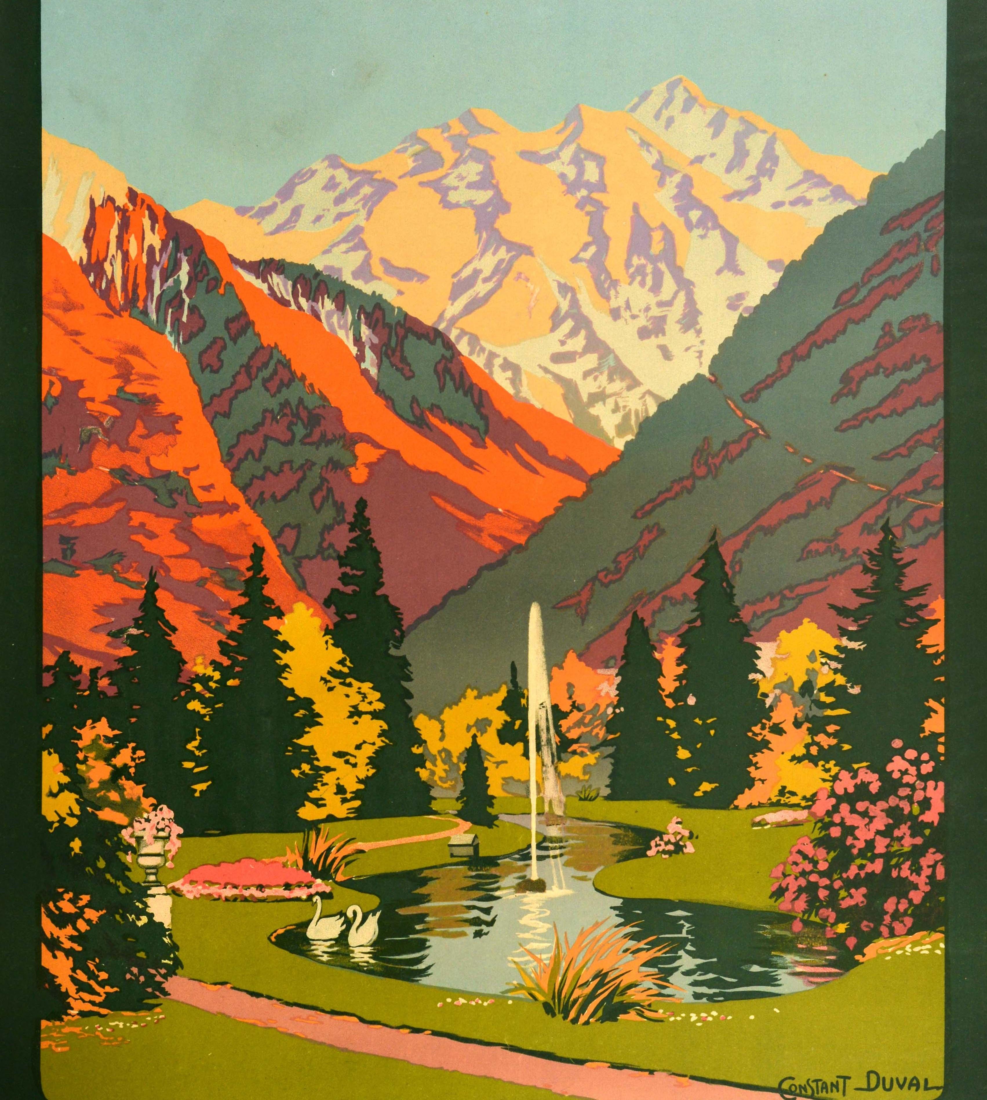 Original Vintage Poster Luchon Ete Hiver Summer Winter Railway Travel Spa Resort In Good Condition In London, GB