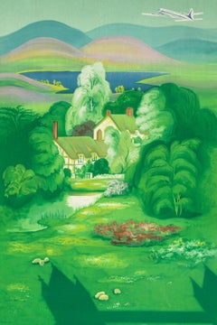 Poster originale d'epoca, Lucien Boucher, Air France, Gran Bretagna, Tower Bridge, 1951