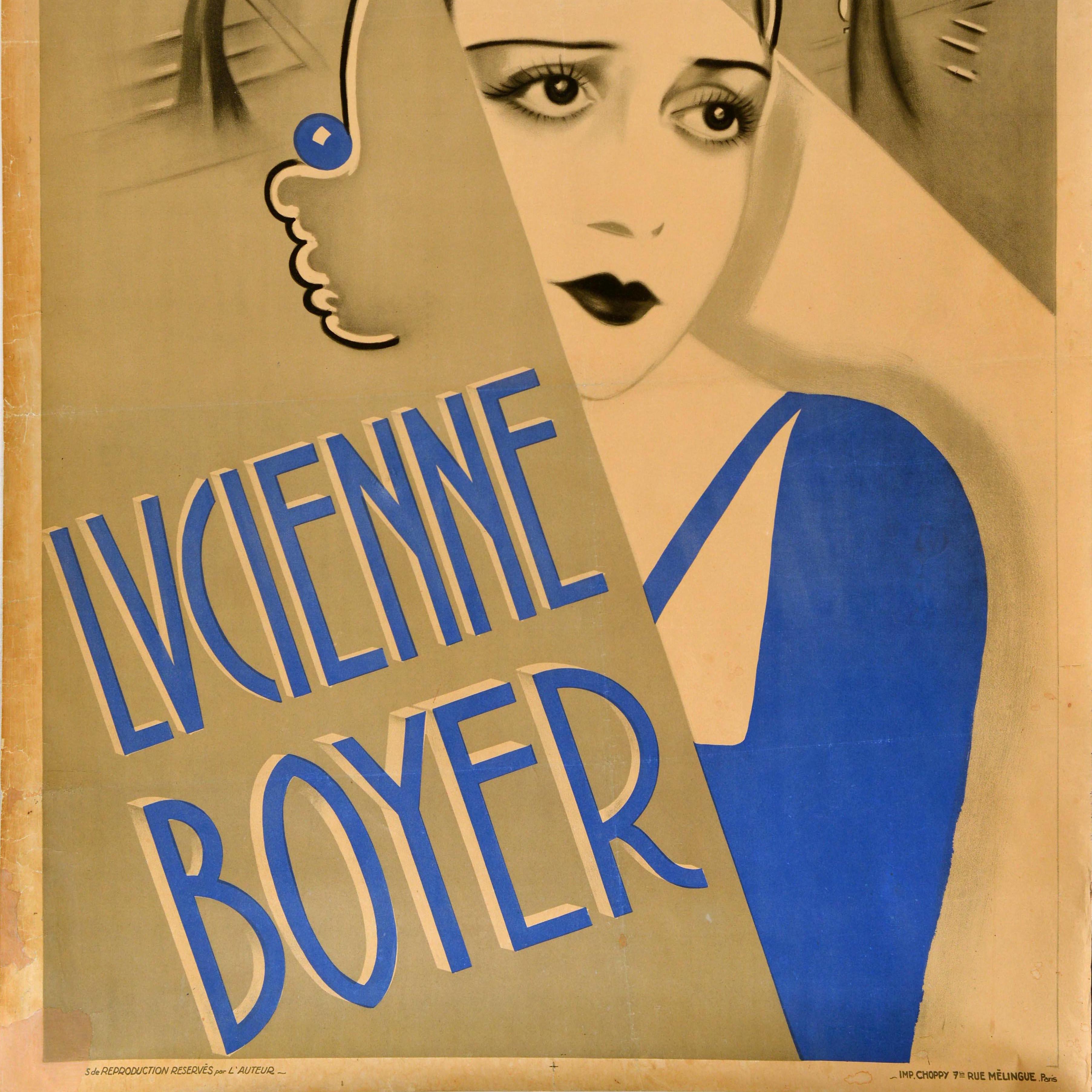 Poster originale d'epoca Lucienne Boyer Jean Tranchant Regina della vita notturna di Parigi In condizioni discrete in vendita a London, GB