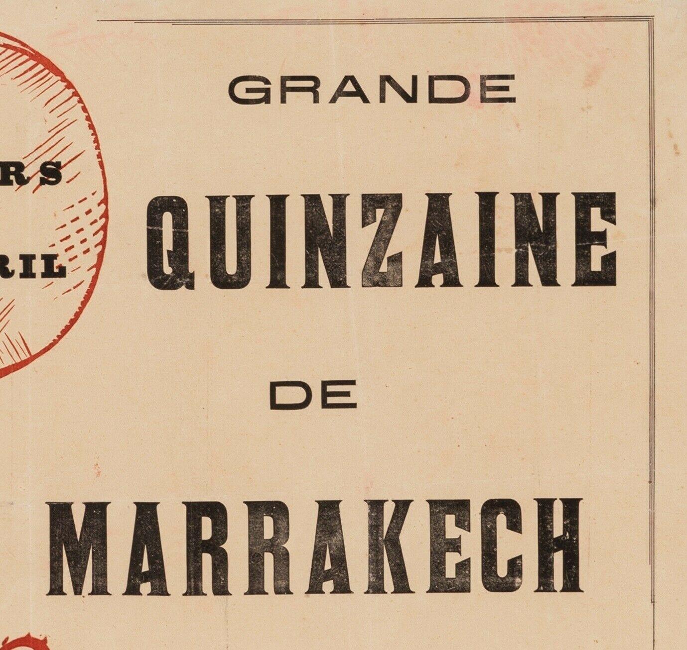 Original Vintage Poster-M. Lalaurie-Grande Quinzaine De Marrakech, c.1915 In Good Condition For Sale In SAINT-OUEN-SUR-SEINE, FR