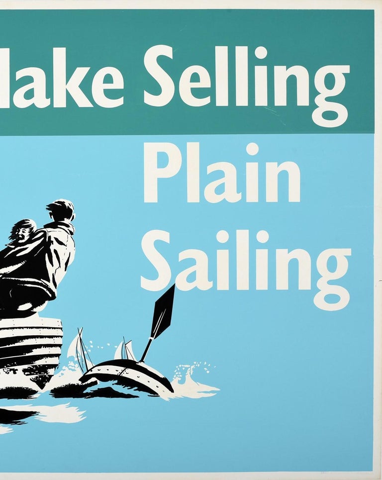 British Original Vintage Poster Make Selling Plain Sailing Motivation Sport Theme Design For Sale