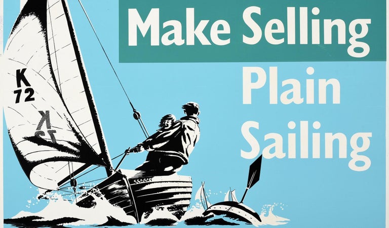 Original Vintage Poster Make Selling Plain Sailing Motivation Sport Theme Design In Good Condition For Sale In London, GB