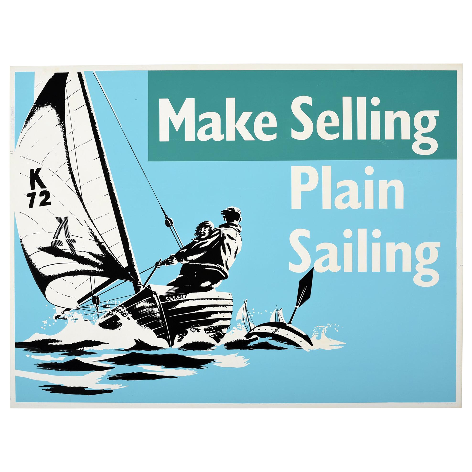 Affiche rétro originale pour la vente de produits de motivation à la voile, conception sur le thème du sport en vente
