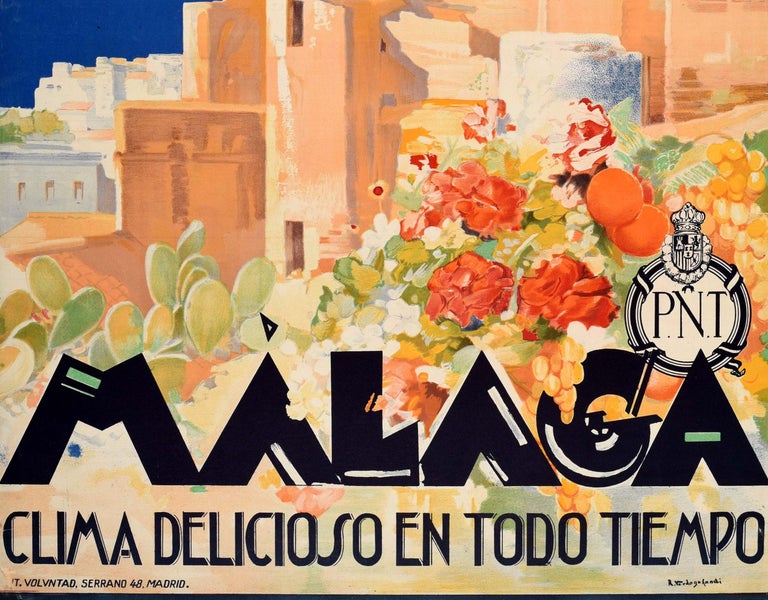 Illustration MALAGA Vintage Travel Poster