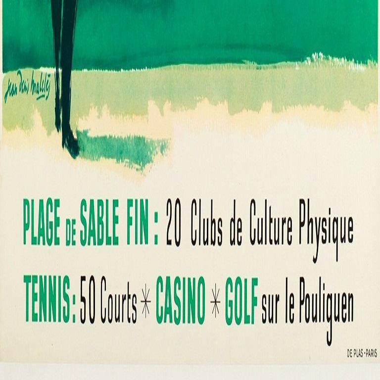 Original-Vintage-Poster-Malcles-La Baule-Bretagne-Golf-Tennis, 1959

La Baule wird in der Geschichte bereits im 9. Jahrhundert unter dem Namen Escoublac erwähnt. Zweimal, im 15. und Ende des 18. Jahrhunderts, wurde das Dorf Escoublac verlegt und