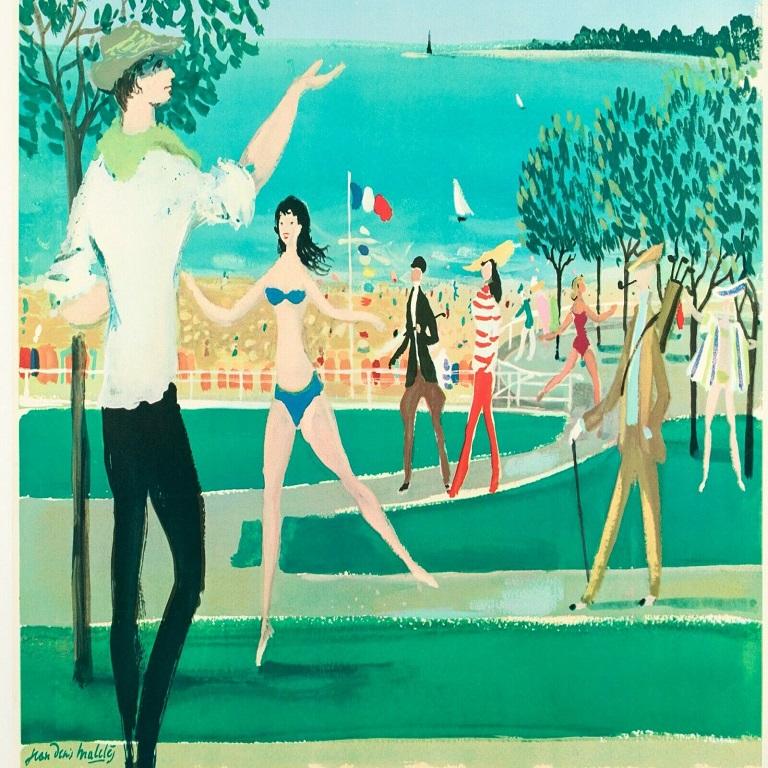 Original-Vintage-Poster-Malcles-La Baule-Bretagne-Golf-Tennis, 1959 (20. Jahrhundert) im Angebot
