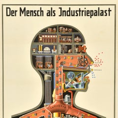 Póster Original Vintage Hombre Como Cuerpo Palacio Industrial Steampunk Fritz Kahn