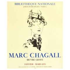 Original Vintage Poster Marc Chagall Engraving Exhibition Family Self Portrait