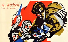 Original Vintage Poster May 9 Den Osvobozeni Freedom Day End WWII Czechoslovakia