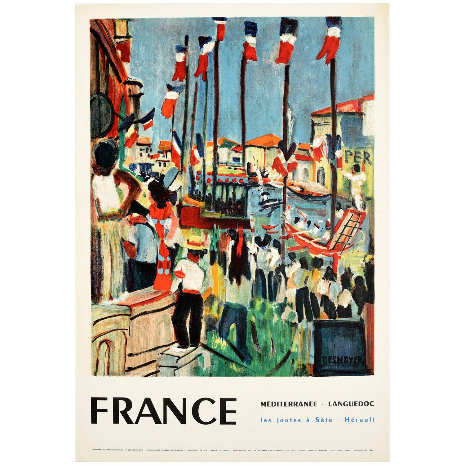 Joutes Sete Calendrier 2023 Original Vintage Poster Mediterranee Languedoc Les Joutes A Sete Water  Jousting For Sale At 1Stdibs