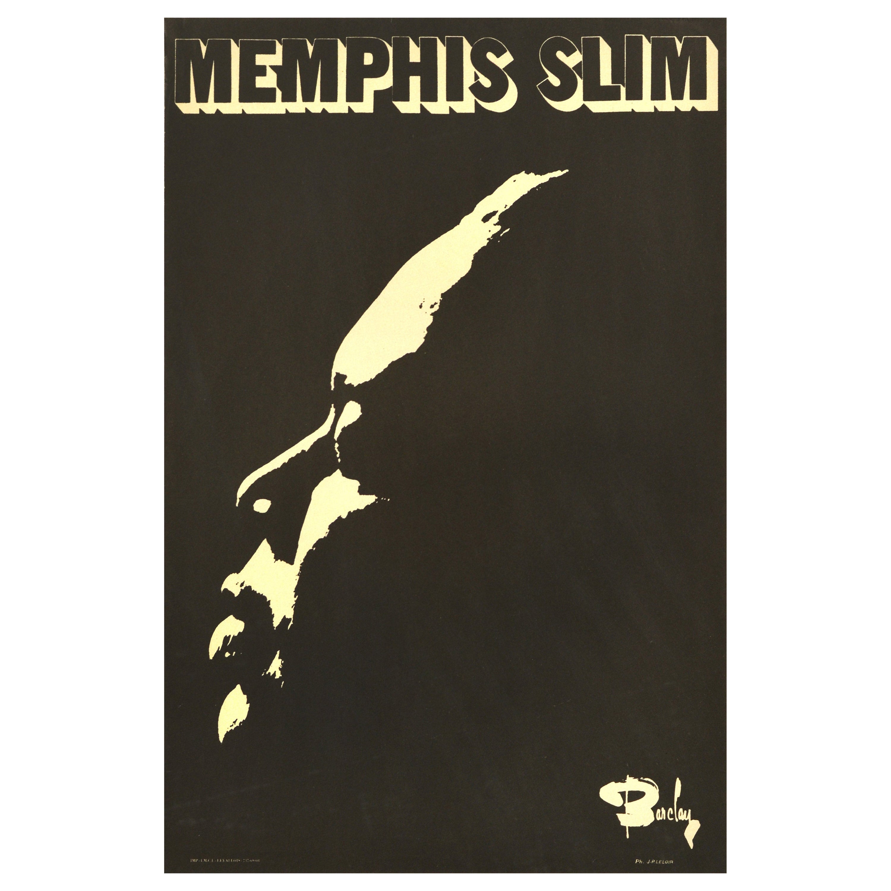 Affiche vintage d'origine Memphis Slim John Len Chatman, Jump Blues Piano Musician