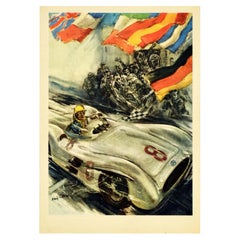 Original Vintage Poster Mercedes Benz Formula One Grand Prix Car Racing Victory