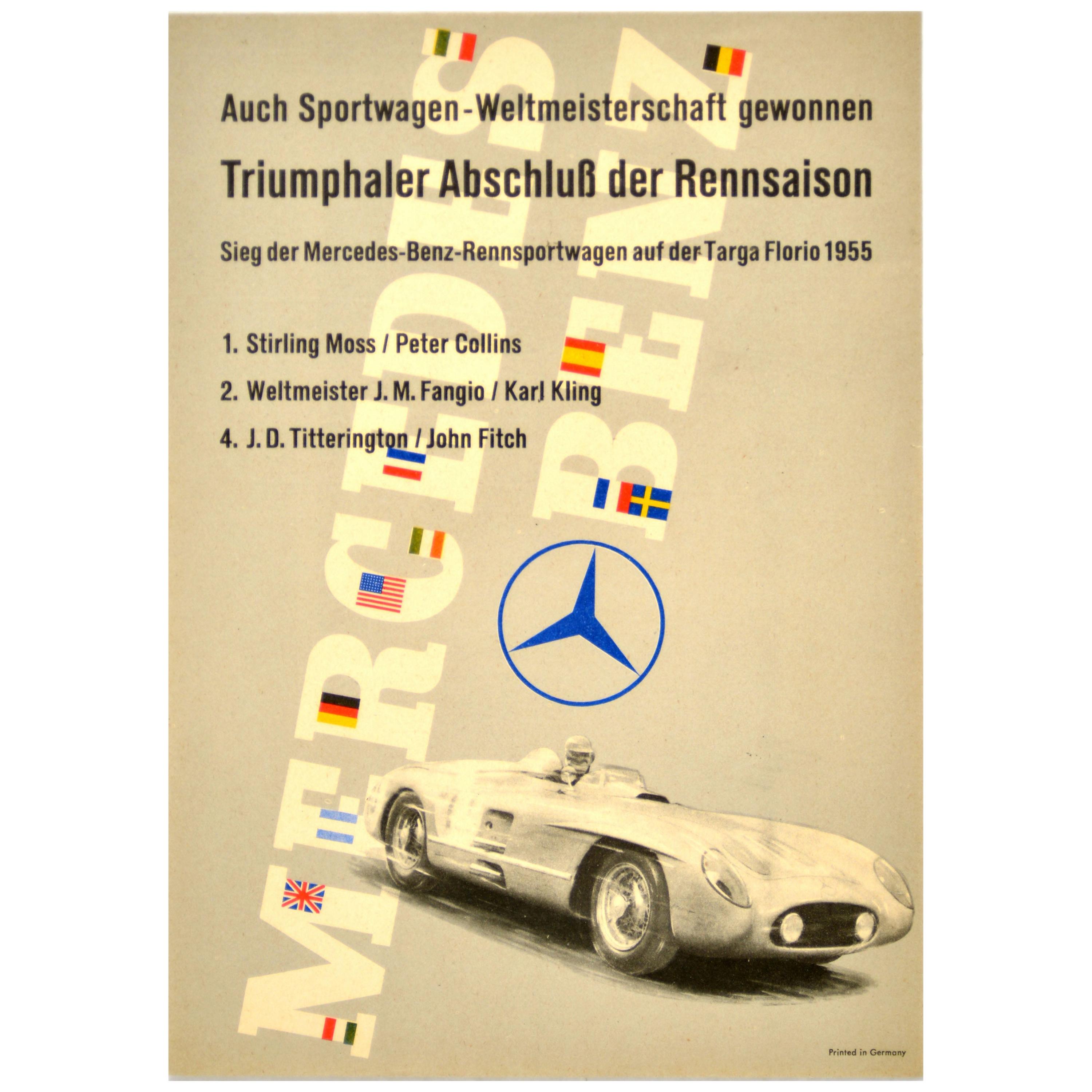 1954 Mercedes Grossen Preis Von Frankreich vintage racing re-print poster 
