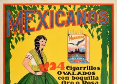 Original Vintage Poster Mexicanos Cigarrillos Quality Cigars Cigarettes Tobacco