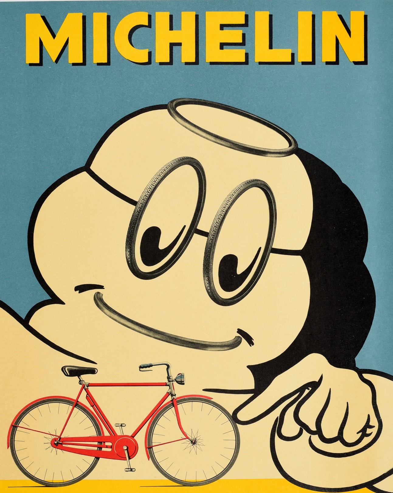 Original Vintage Poster Michelin Pneumatici Velo Bicycle Tyres Bibendum Design In Excellent Condition In London, GB