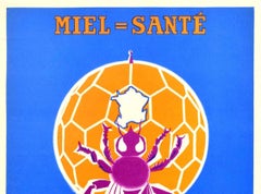 Original Vintage Poster Miel Sante Royal Jelly Honey Nutrition Health Bee Design
