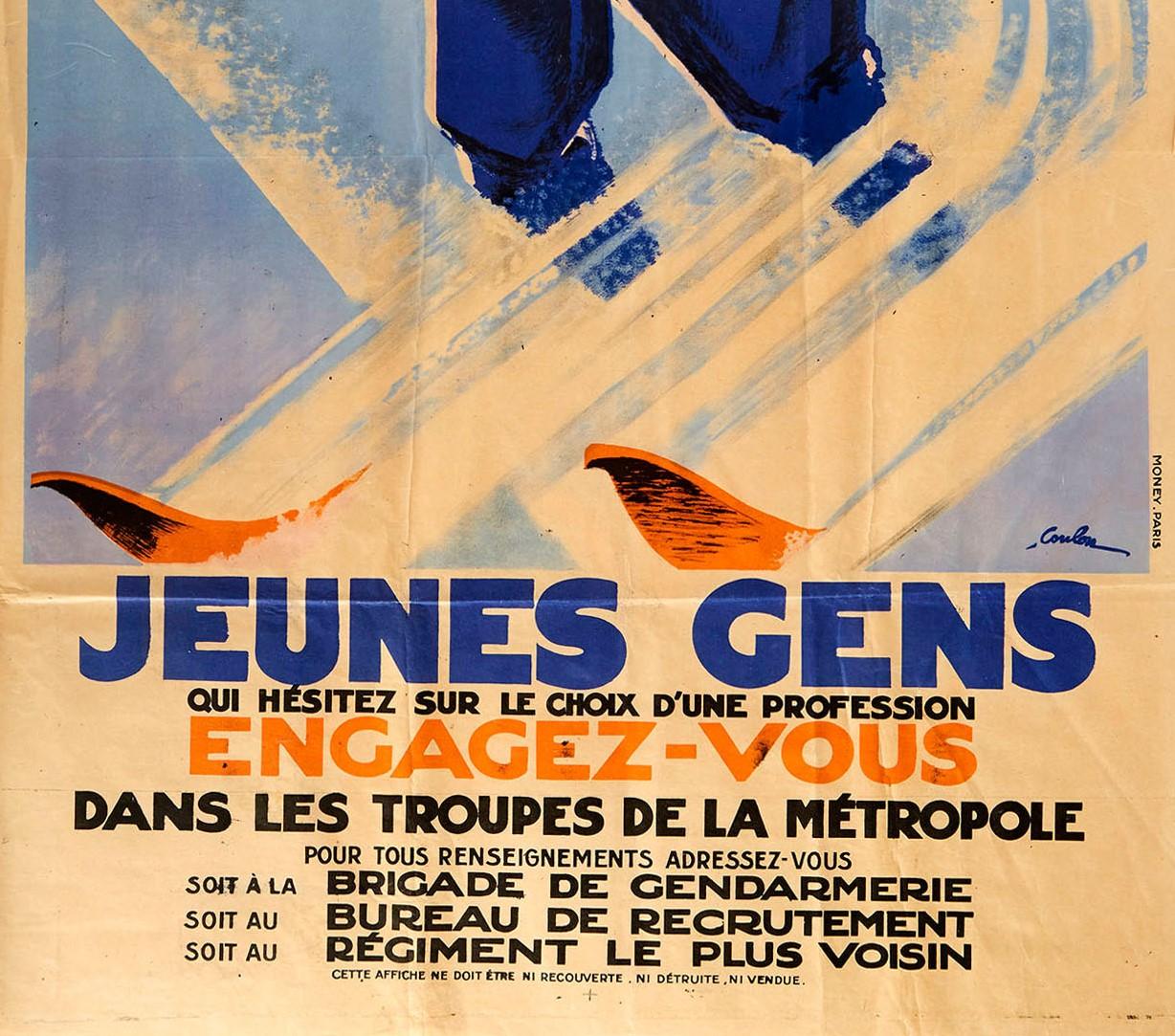 Poster originale d'epoca Reclutamento militare Troupes De La Metropole Esercito francese In condizioni buone in vendita a London, GB