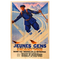 Original Vintage-Poster Military-Rekrutierungsschuhe De La Metropole Französische Armee, Original