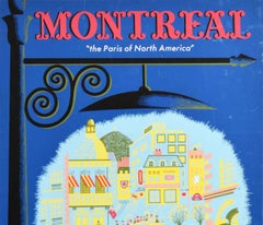 Original Vintage Poster Montreal The Paris Of North America Fly TCA Air Canada
