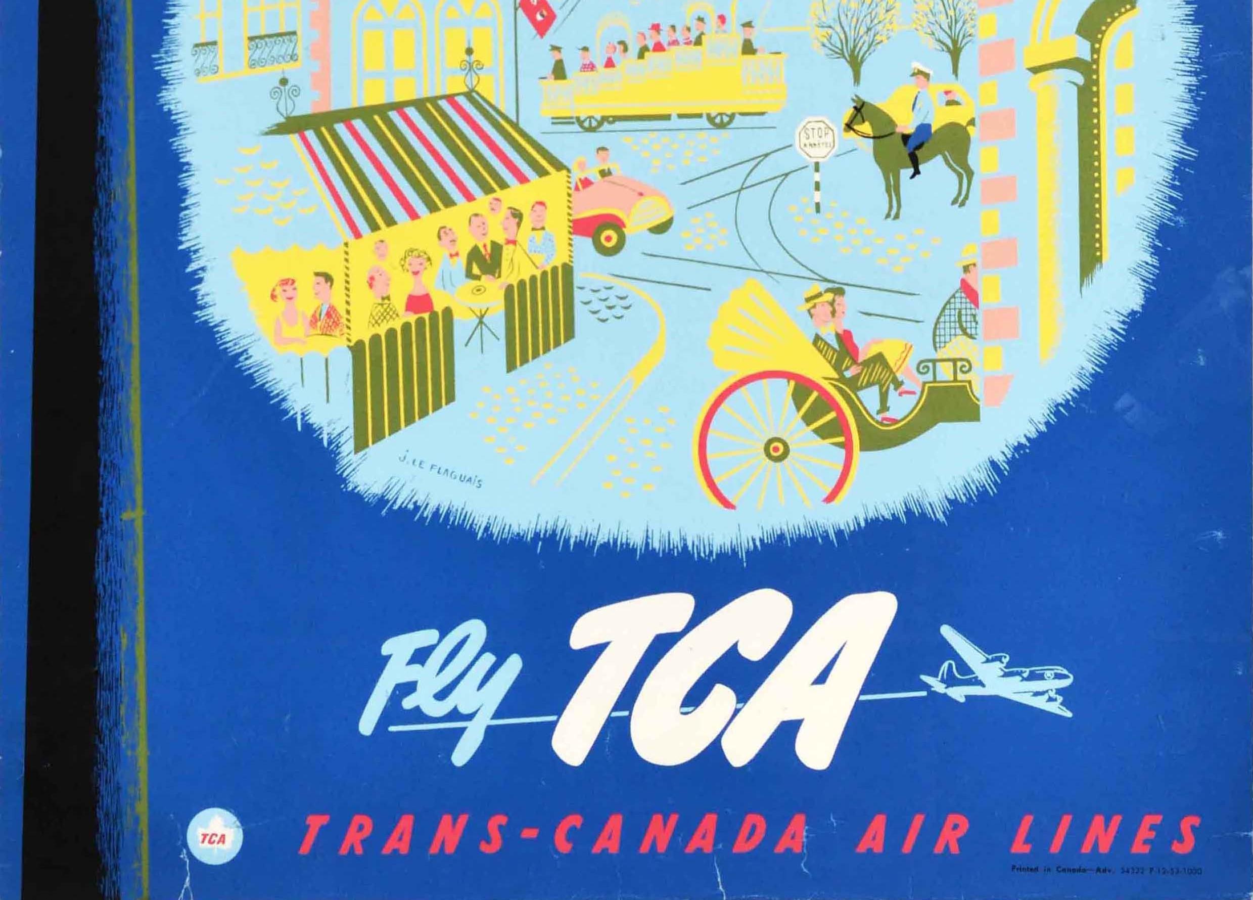 Canadian Original Vintage Poster Montreal The Paris Of North America Fly TCA Air Canada For Sale