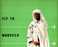 Original Vintage Poster Morocco By Sabena Casablanca Marrakech Rabat Fez Meknes