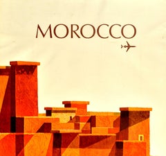 Original Vintage Poster Morocco N. Africa Royal Air Maroc International Airlines