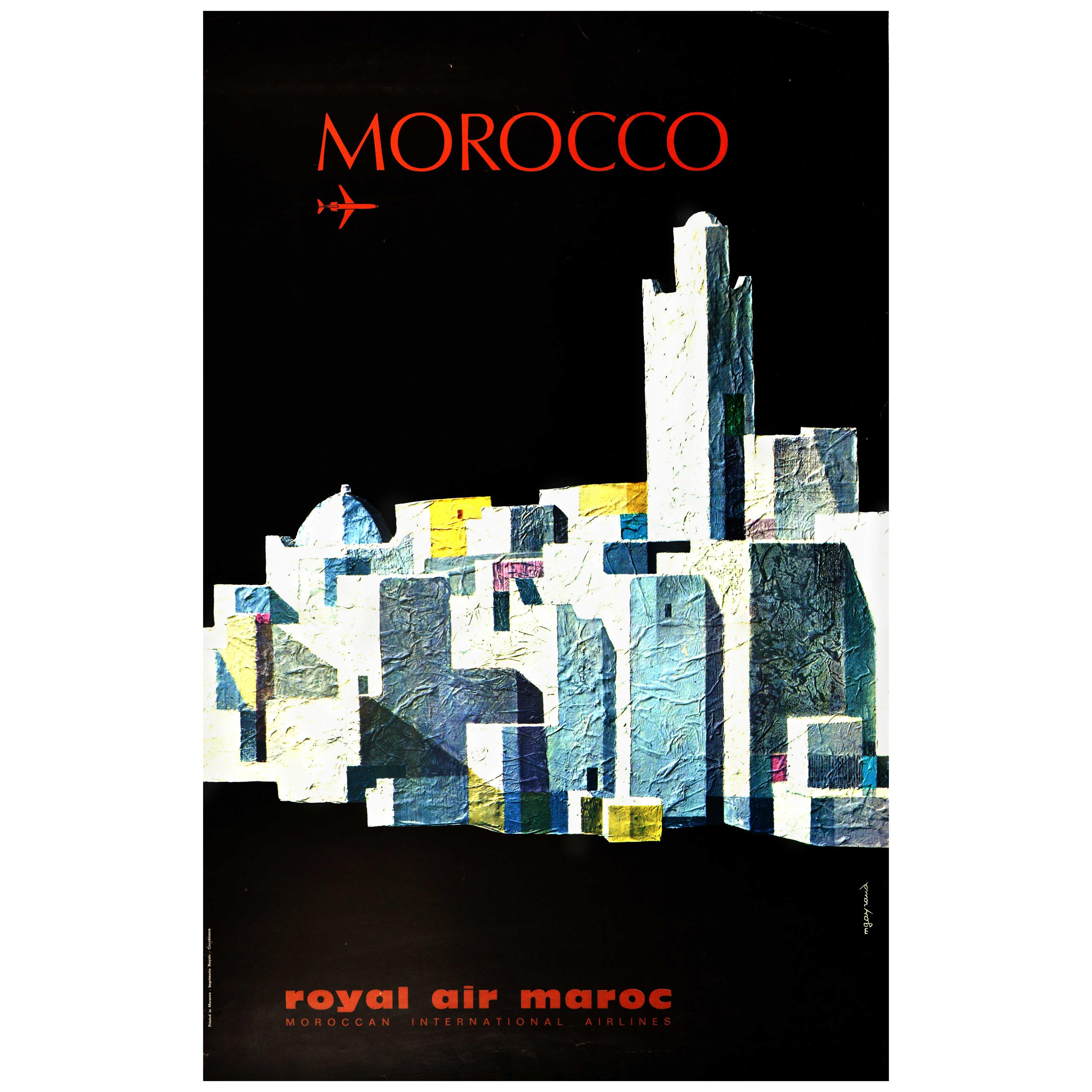 Original Vintage Poster Morocco Royal Air Maroc Moroccan International Airlines