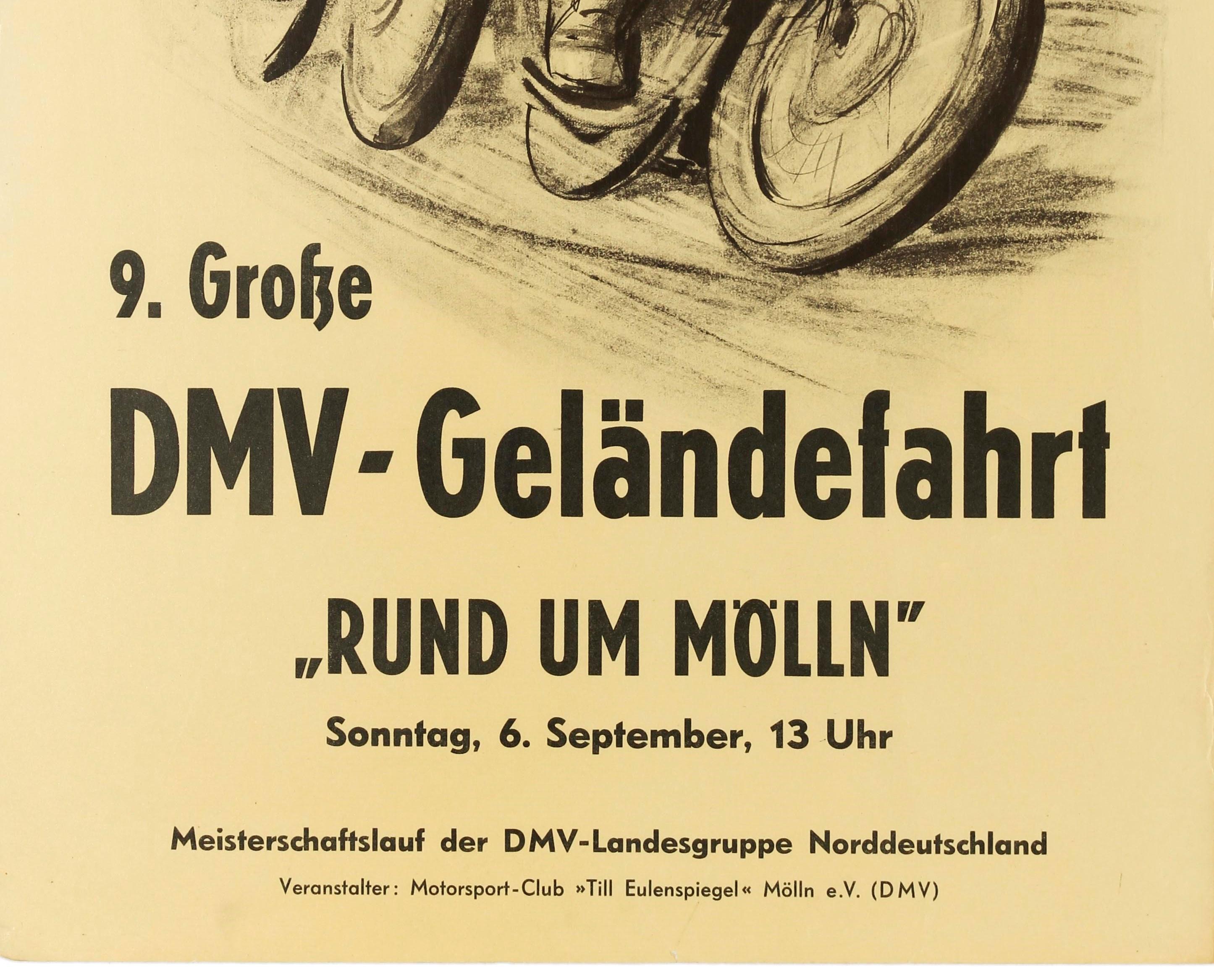 German Original Vintage Poster Motocross DMV Gelandefahrt Rund Im Molln Motorcycle Race