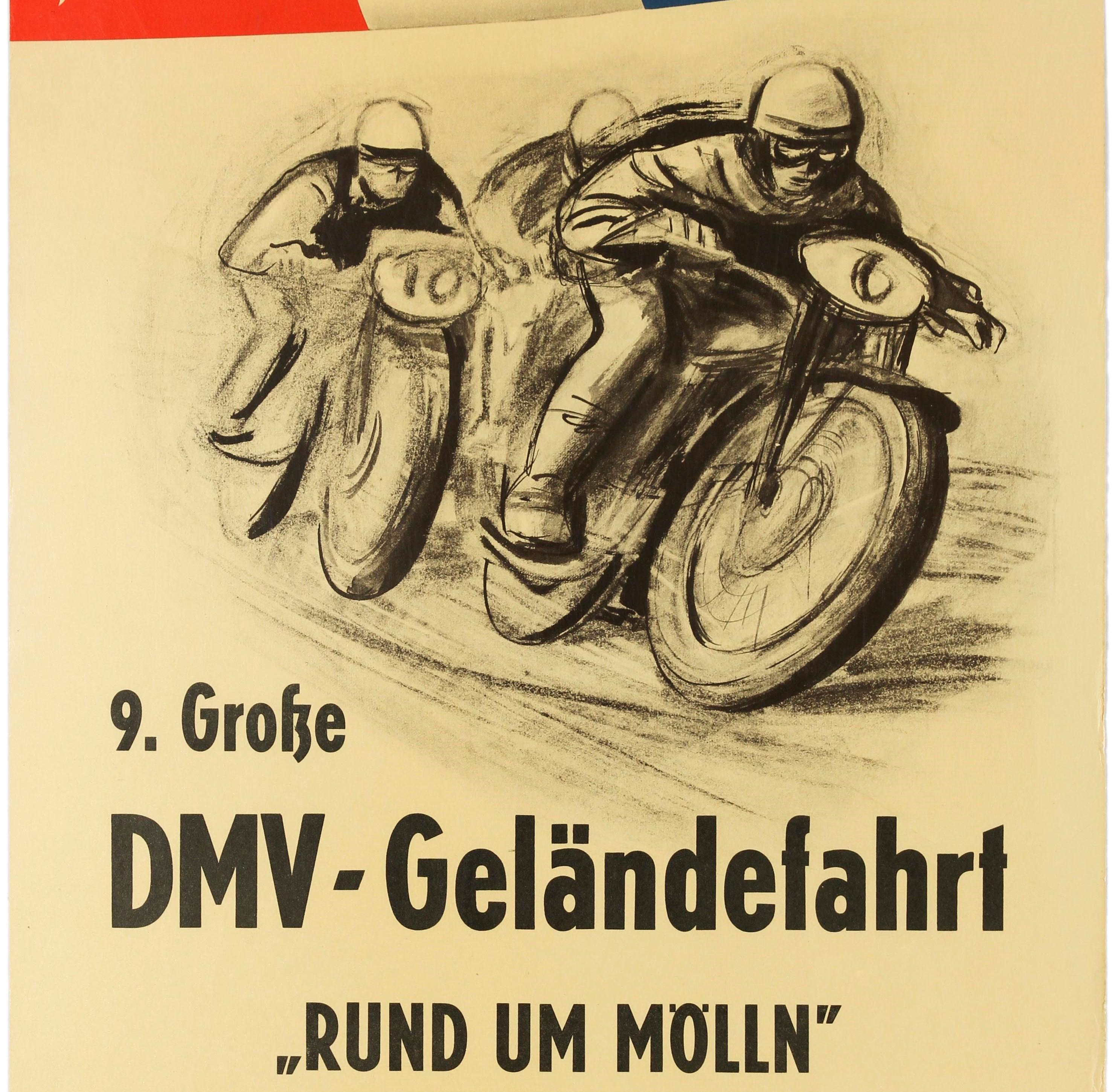 Original Vintage Poster Motocross DMV Gelandefahrt Rund Im Molln Motorcycle Race In Good Condition In London, GB