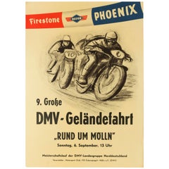 Original Vintage Poster Motocross DMV Gelandefahrt Rund Im Molln Motorcycle Race