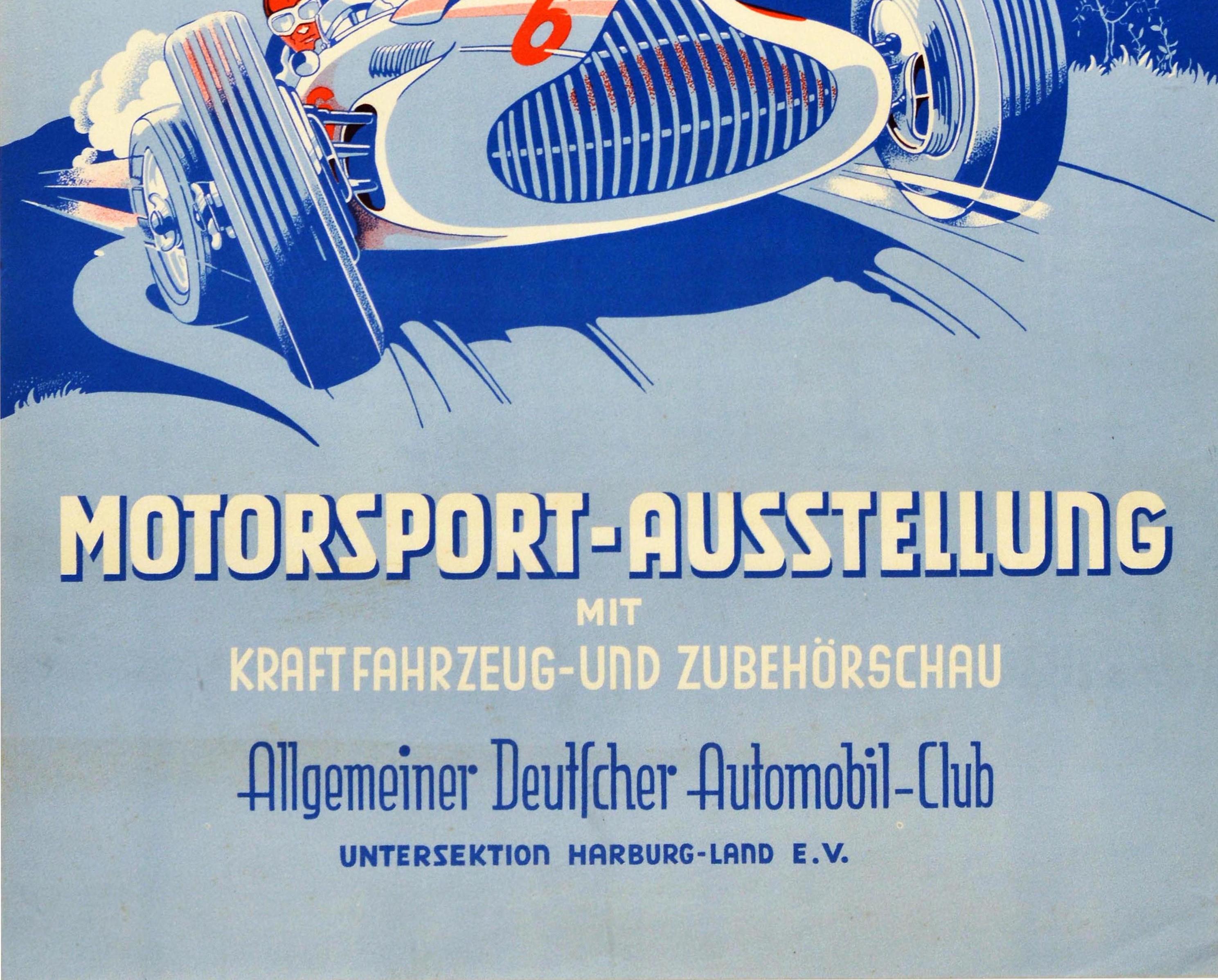 Original Vintage Poster Motorsport Car Exhibition ADAC Phoenix Reifen Tires Ad In Good Condition For Sale In London, GB