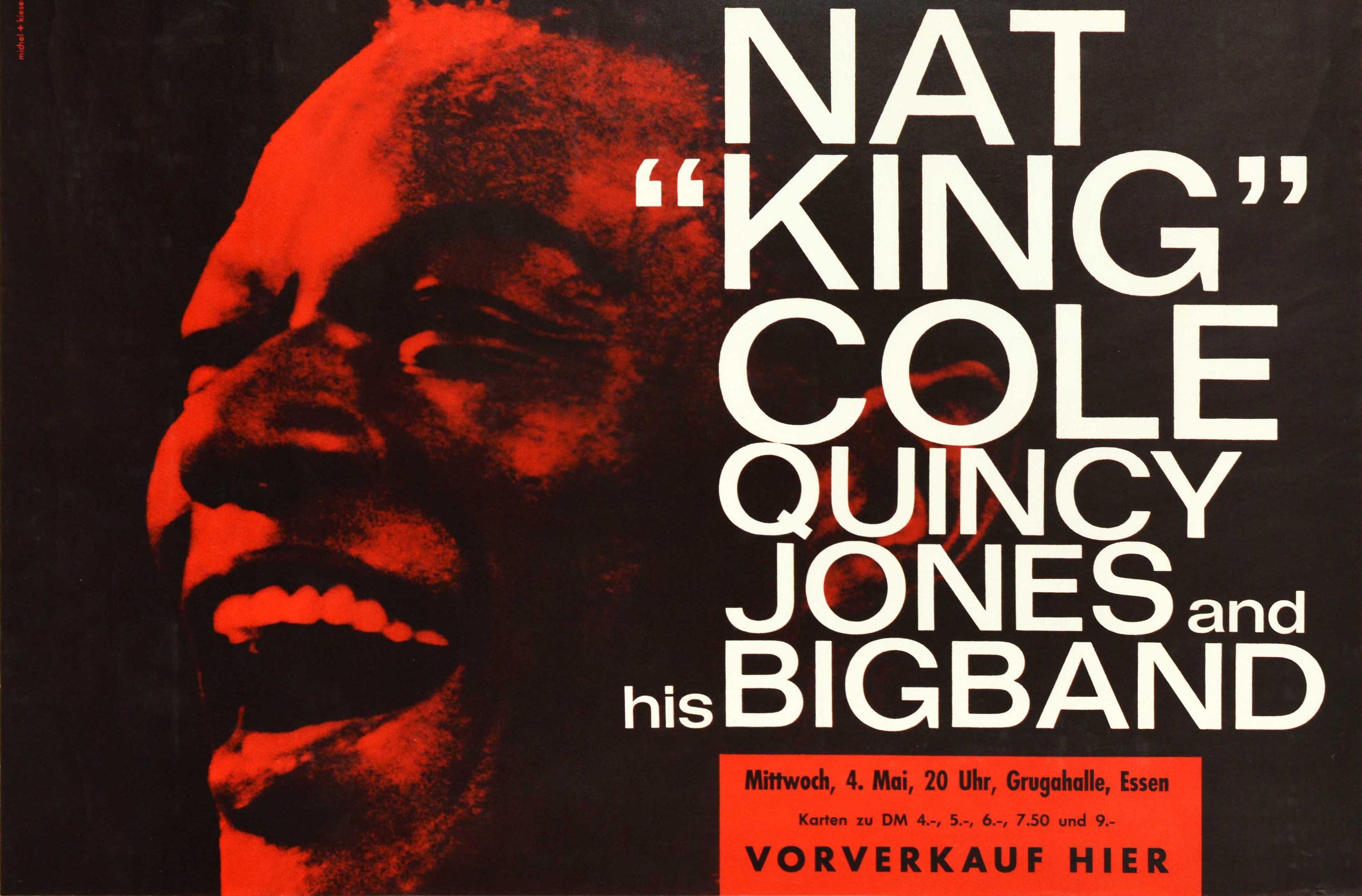 Allemand Affiche vintage d'origine Nat King Cole Quincy Jones Jazz Big Band, concert de musique en vente