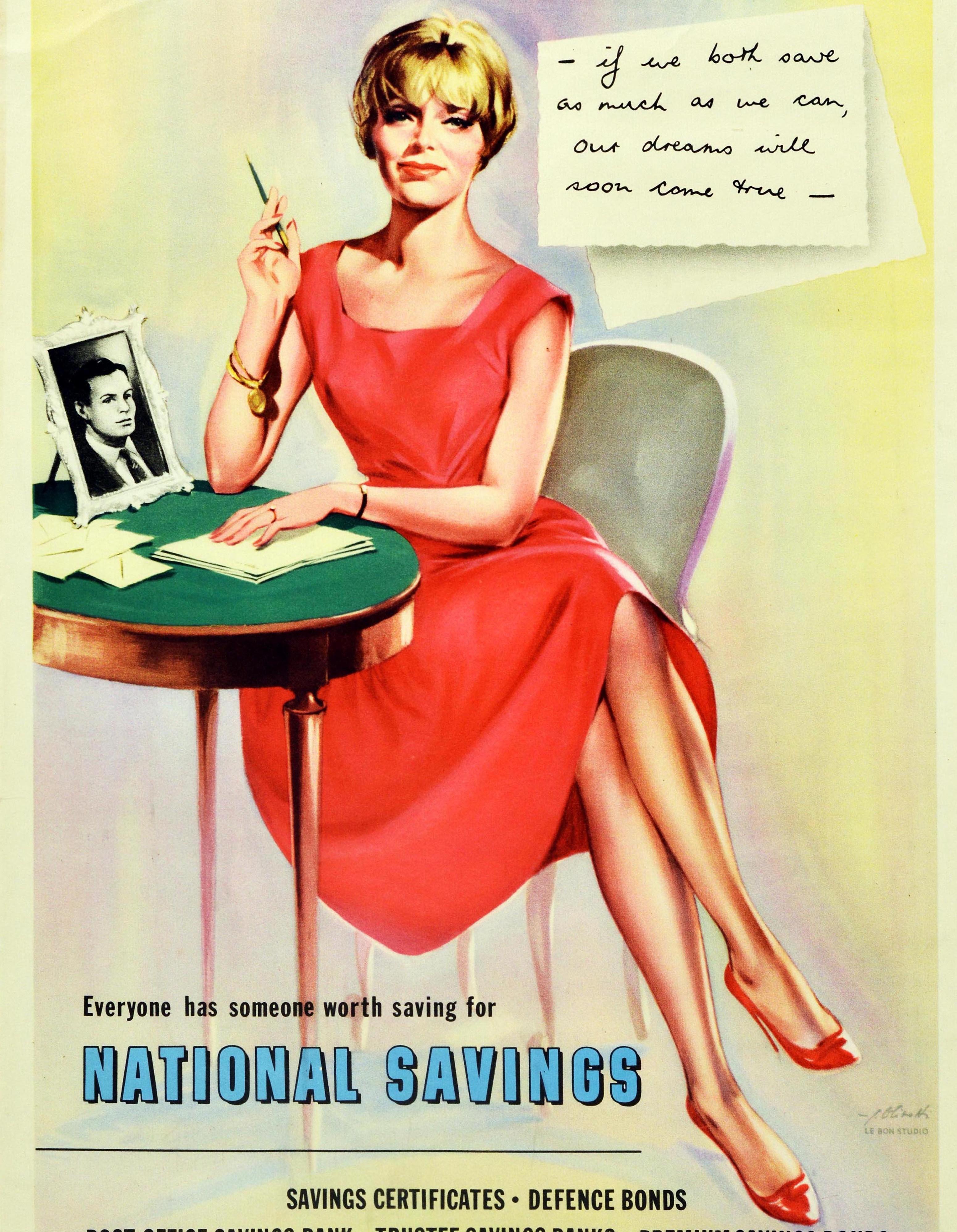 Original Vintage Poster National Savings Premium Bonds Dreams Come True Letter In Good Condition For Sale In London, GB