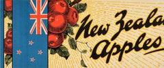 Poster originale d'epoca Nuova Zelanda Mele NZ Bandiera Frutta Cibo Pubblicità Design