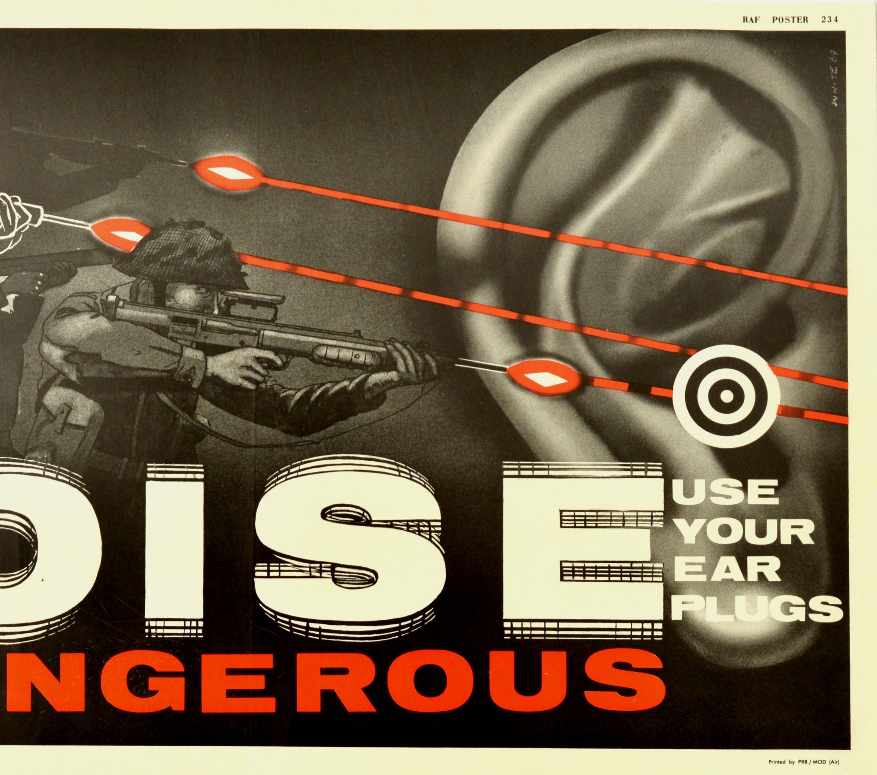 Britannique Affiche vintage d'origine « Noise Is Dangerous » (Le bruit est Dangerous) - Prévention en matière de santé de l'armée de l'air en vente