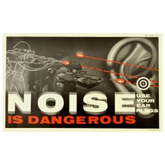 Original Vintage Poster Noise Is Dangerous Royal Air Force Health Safety Warning