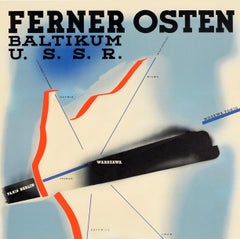 Original Vintage Poster Nord Express Far East Baltic USSR Warsaw Railway Train