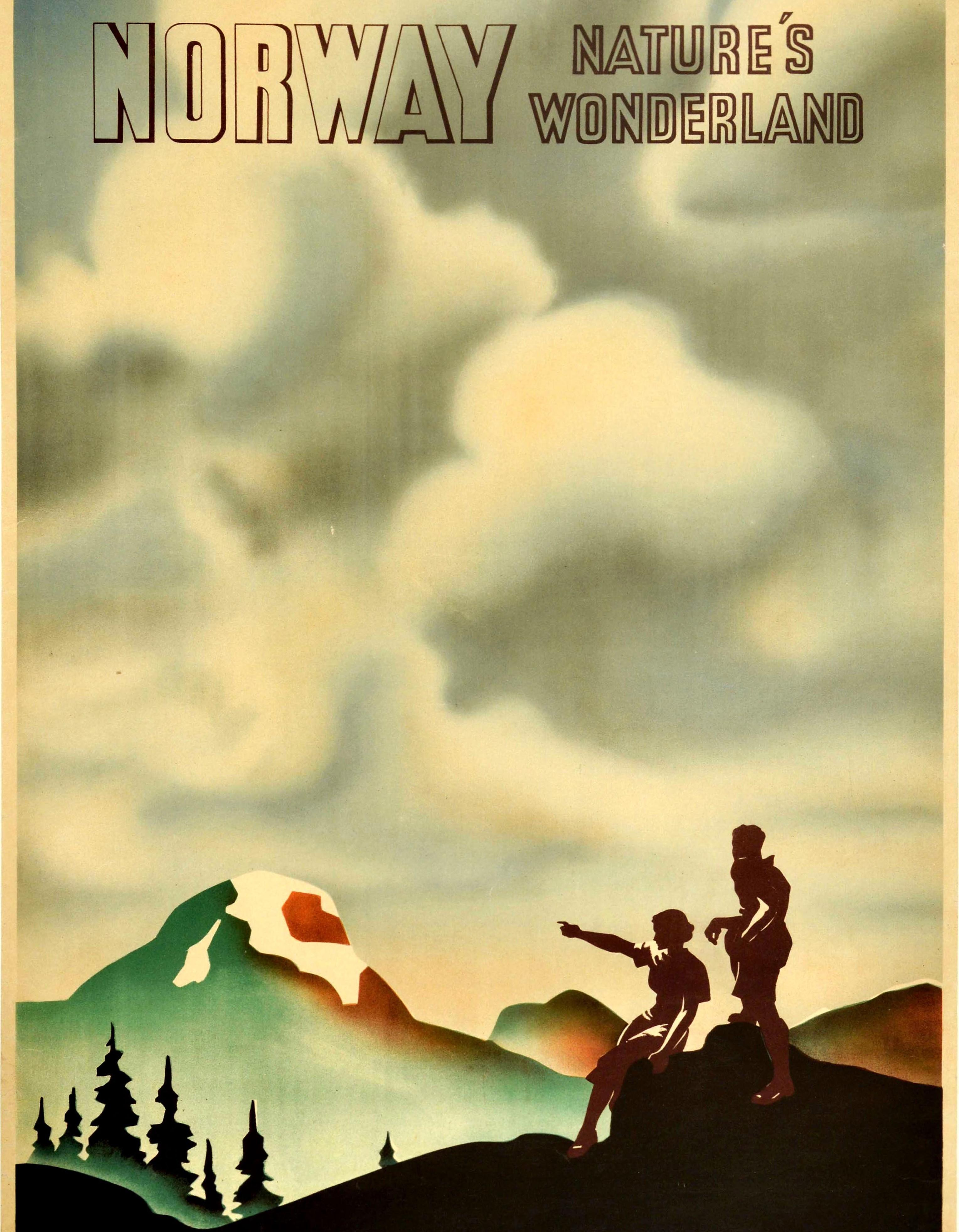 Vintage-Poster Norwegen, Naturwunderland, Bundesstaat, Eisenbahn, Reisen, Wandern im Zustand „Gut“ im Angebot in London, GB