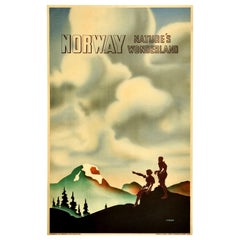 Original Vintage Poster Norway Nature's Wonderland State Railway Travel Hiking