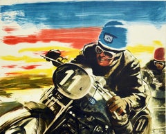 Original Vintage Poster NSU Motorcycle Racing Victorious Machines Great Drivers