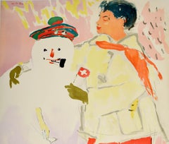 Original Vintage Poster Oberland Bernois After Skiing Pleasure Winter Snowman