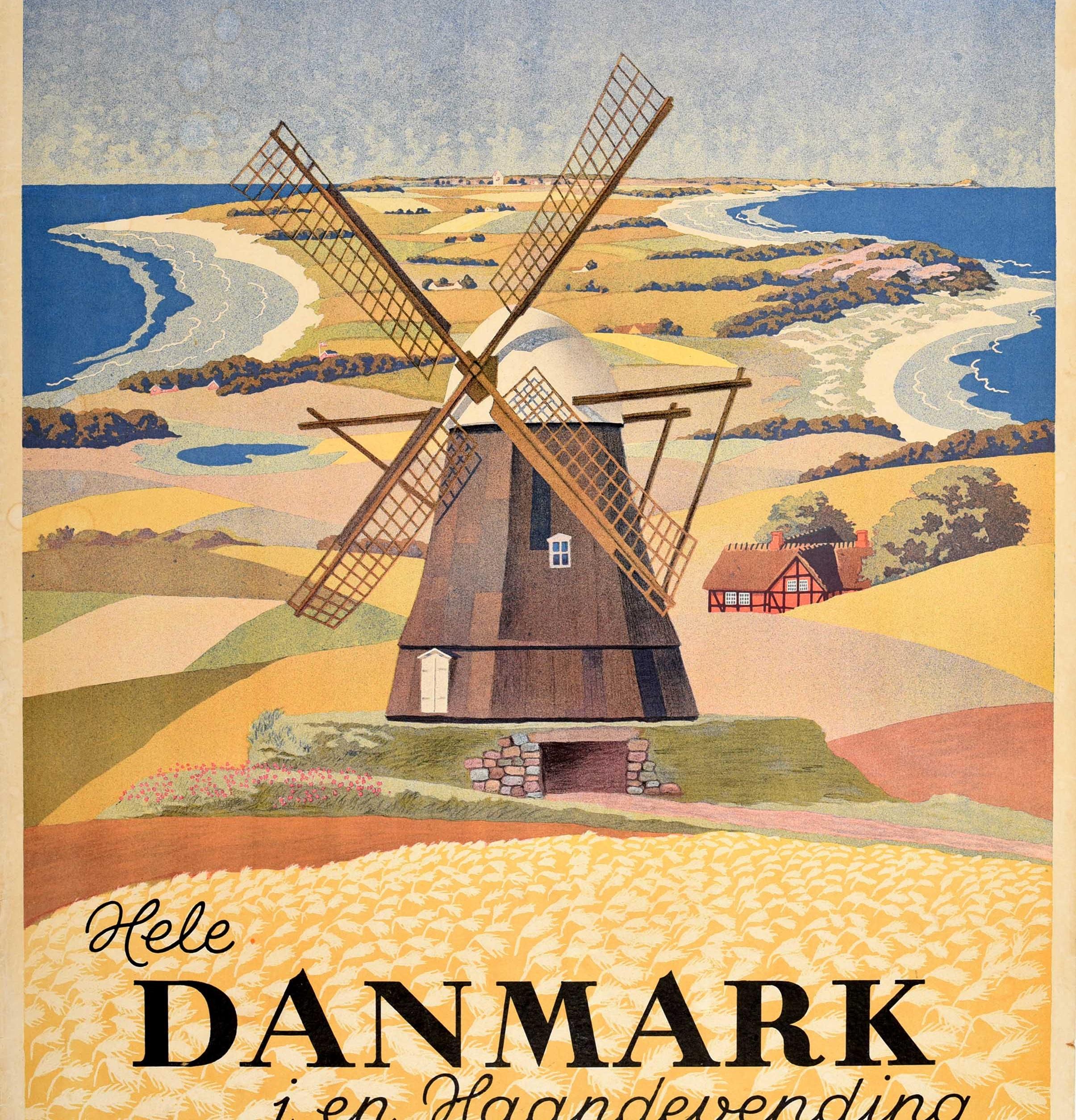 Original Vintage Poster Odsherred Danmark Denmark Countryside Windmill Seaside In Good Condition In London, GB