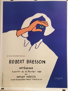 Original Vintage Poster of Robert Bresson French Film Director by Savignac, 1989