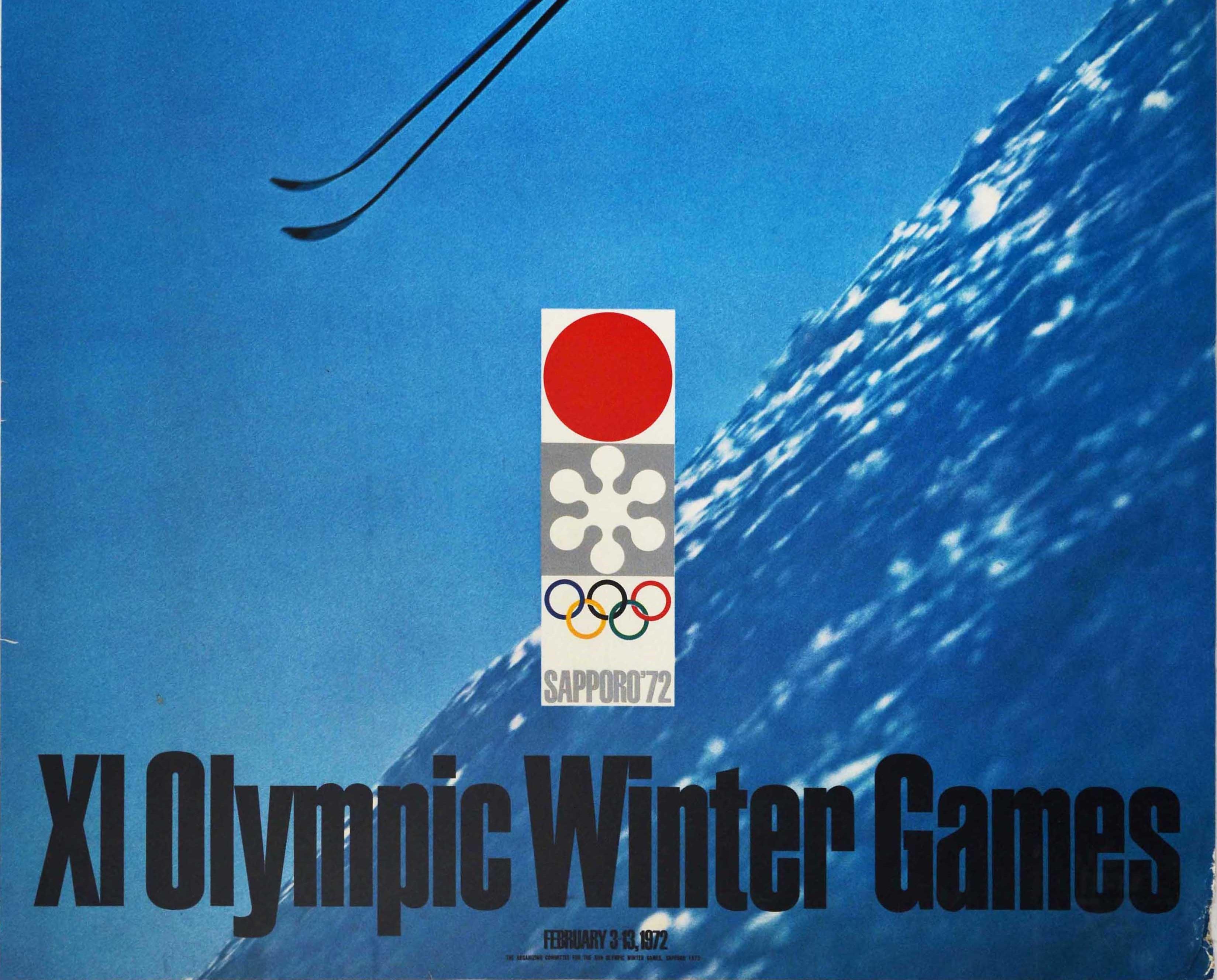 Original-Vintage-Poster, Olympische Winterspiele Sapporo, Japan, Hokkaido, Skiereignis (Japanisch) im Angebot