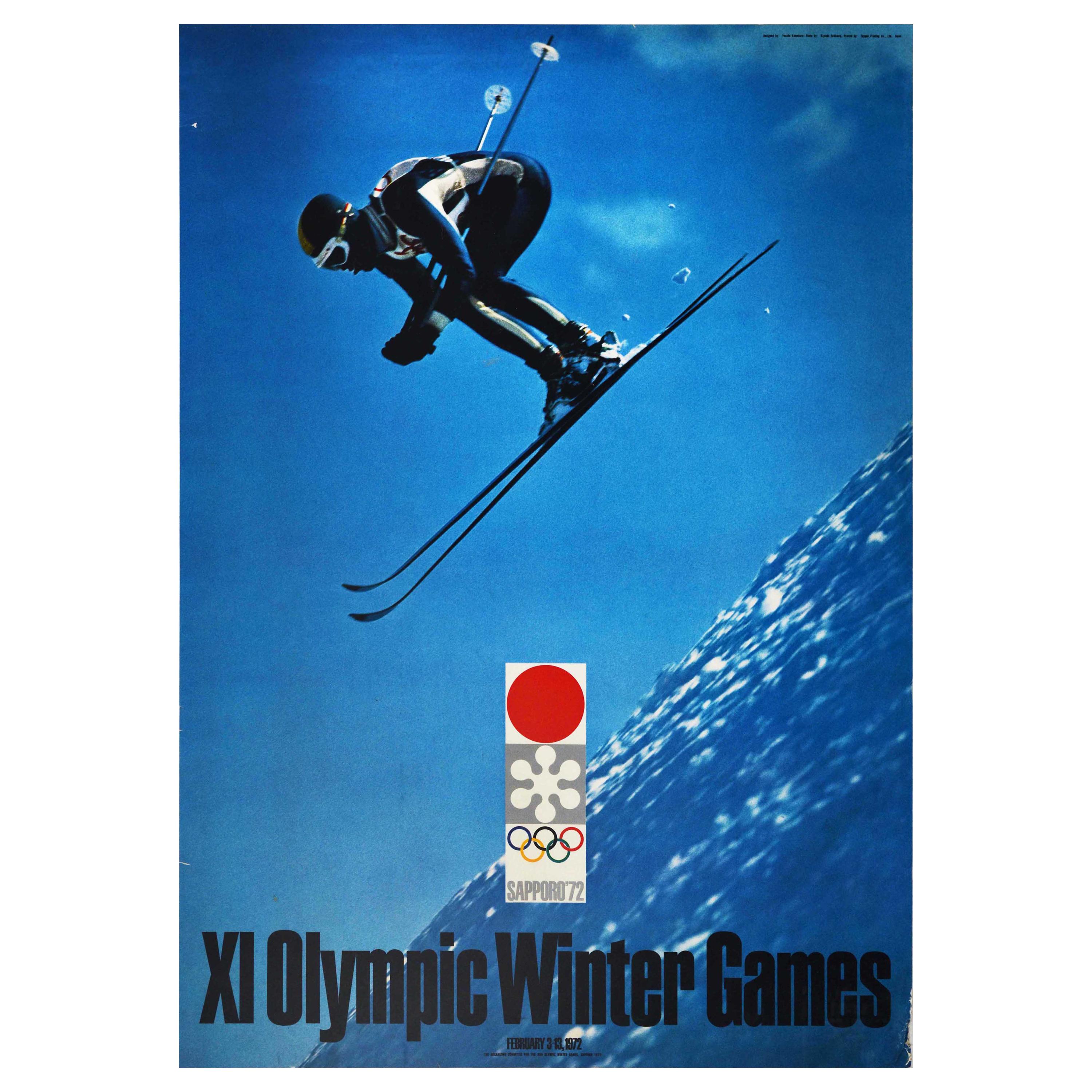 Original Vintage Poster Olympic Winter Games Sapporo Japan Hokkaido Skiing Event